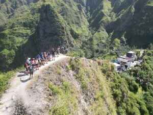 Hiking in Cape Verde through scenic mountain trails, lush valleys and breathtaking landscapes.